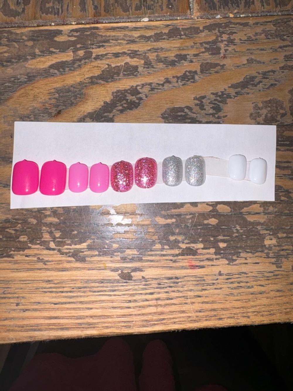 Handmade Pink Glitter & Silver Press-On Nail Set